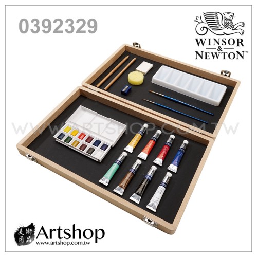 英國 WINSOR&NEWTON 溫莎牛頓 Cotman 塊狀水彩 (12+8色) 木盒套裝 0392329